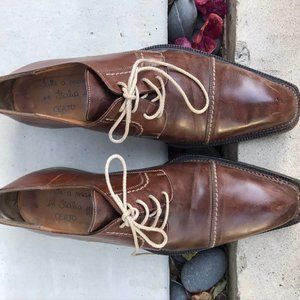 Santoni Leather Lace Up Loafers